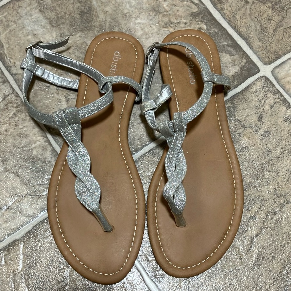 DB Studio Silver and Tan Sandals